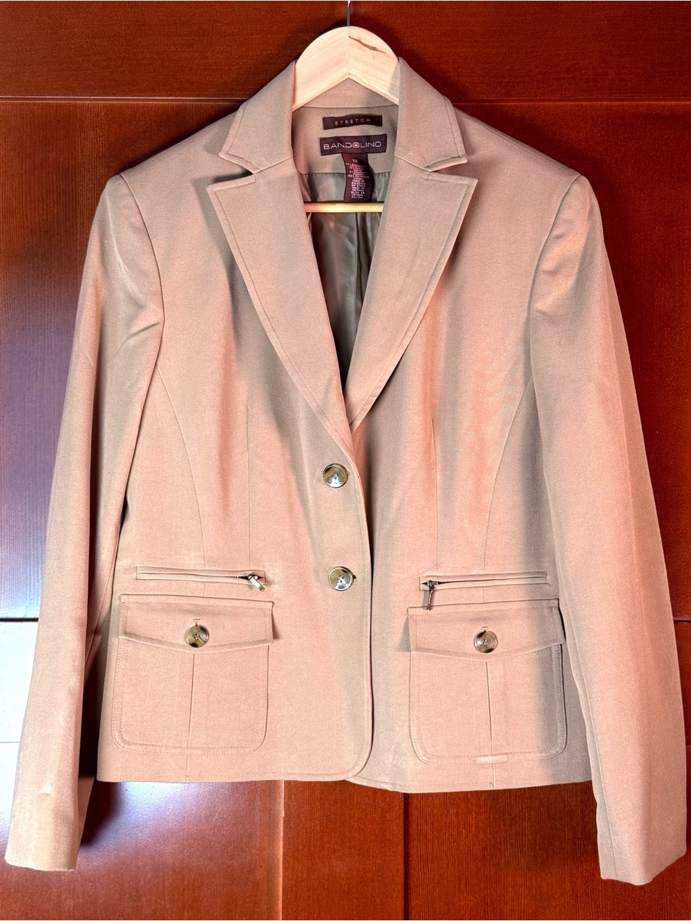 Bandolino Stretch Taupe Utility Blazer Jacket Size 12